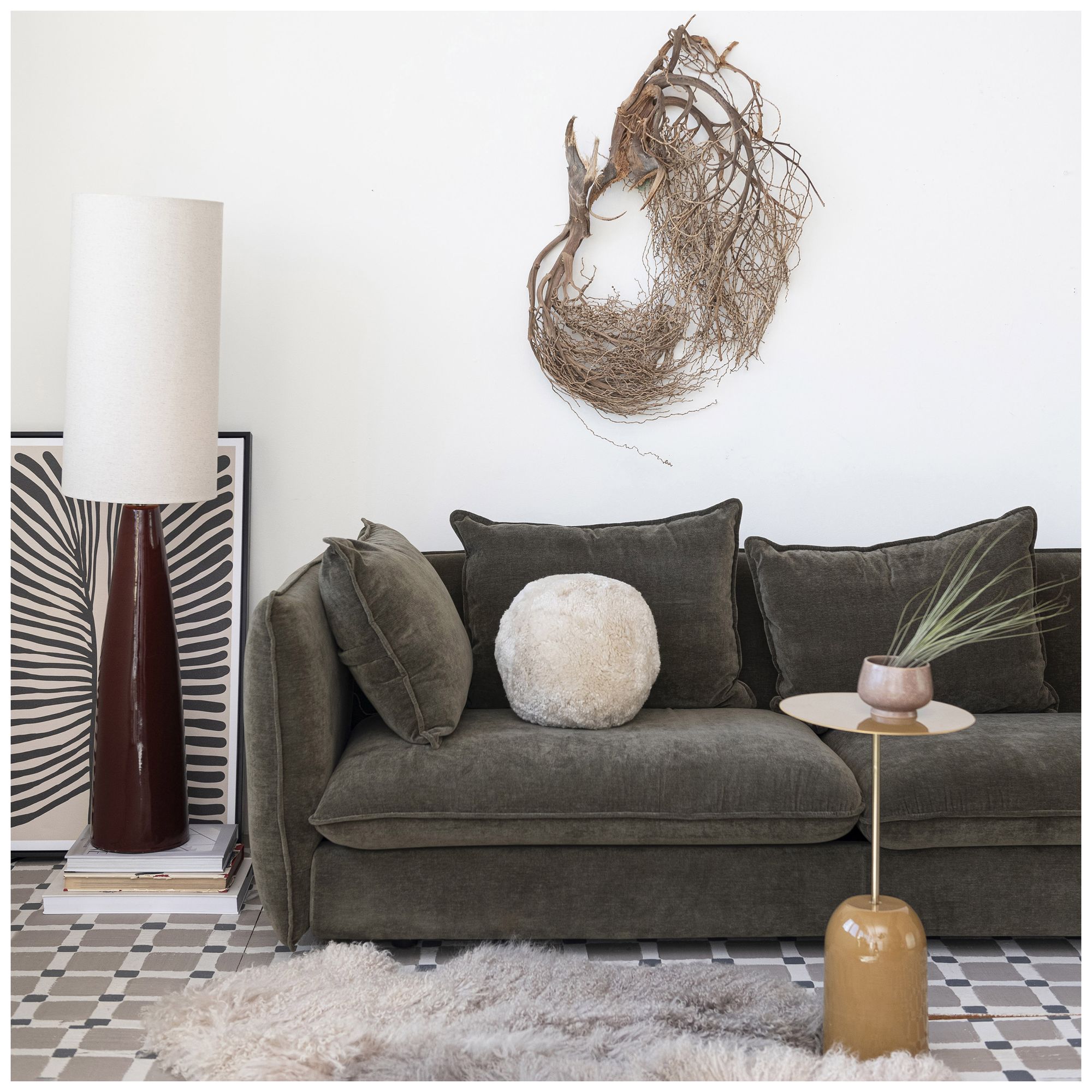 Image 2 Ceramic Floor Lamp with Linen Shade and more views