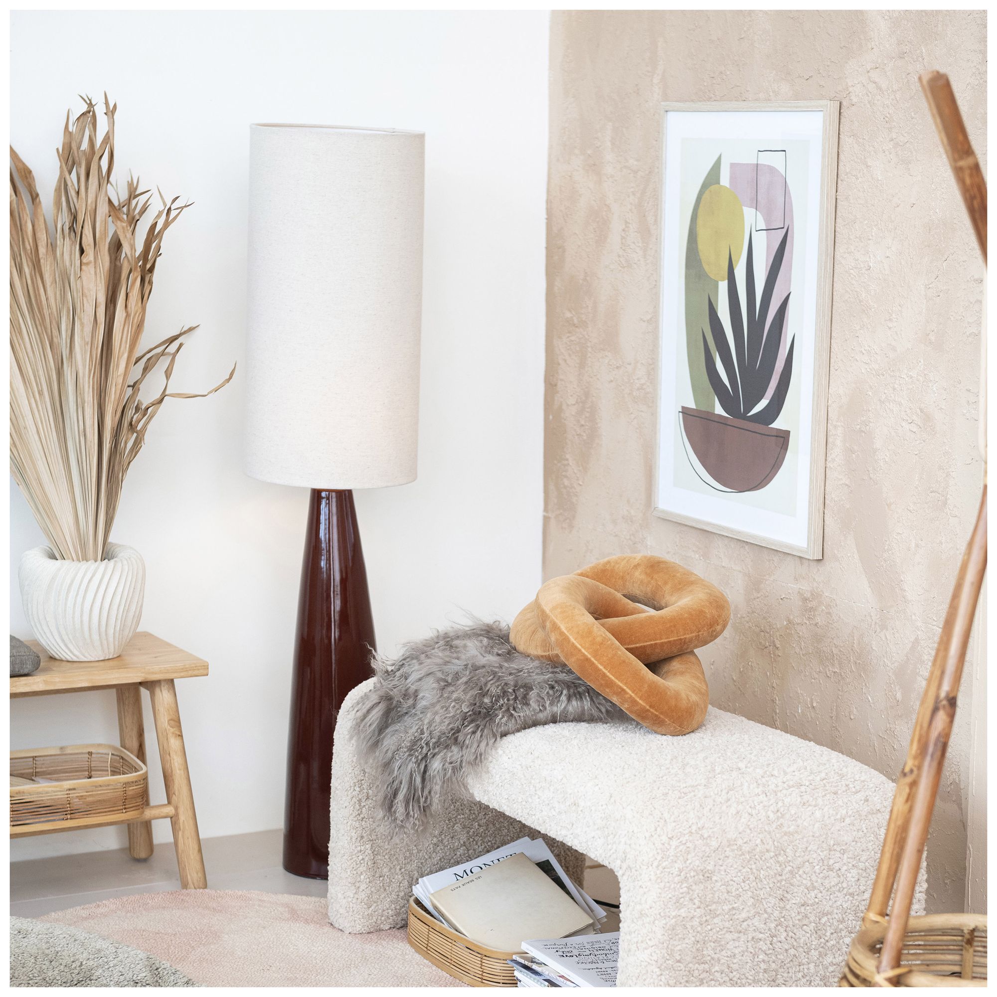 Image 3 Ceramic Floor Lamp with Linen Shade and more views