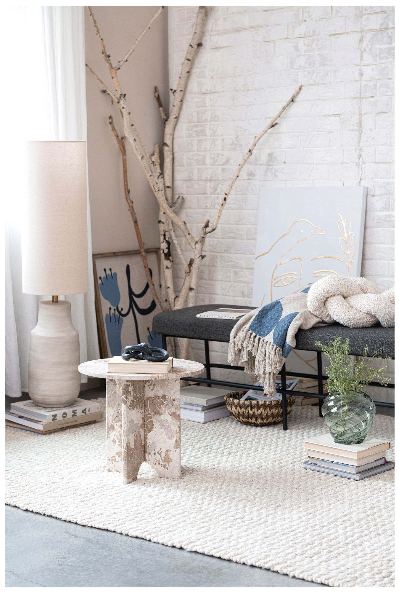 Image 3 Ceramic Floor Lamp with Linen Shade, San more views