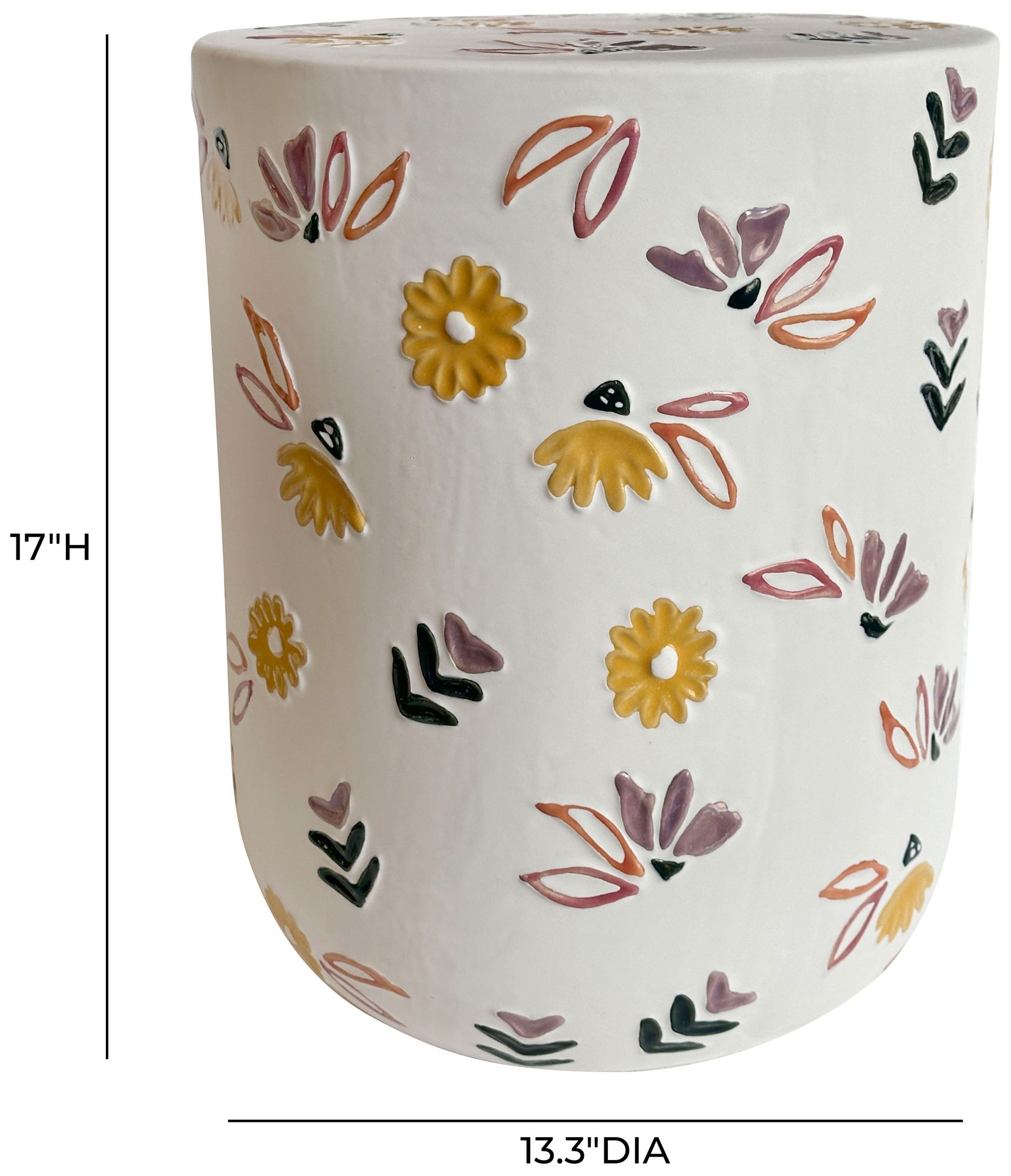 Image 4 Ceramic Hand-Painted Floral Table more views