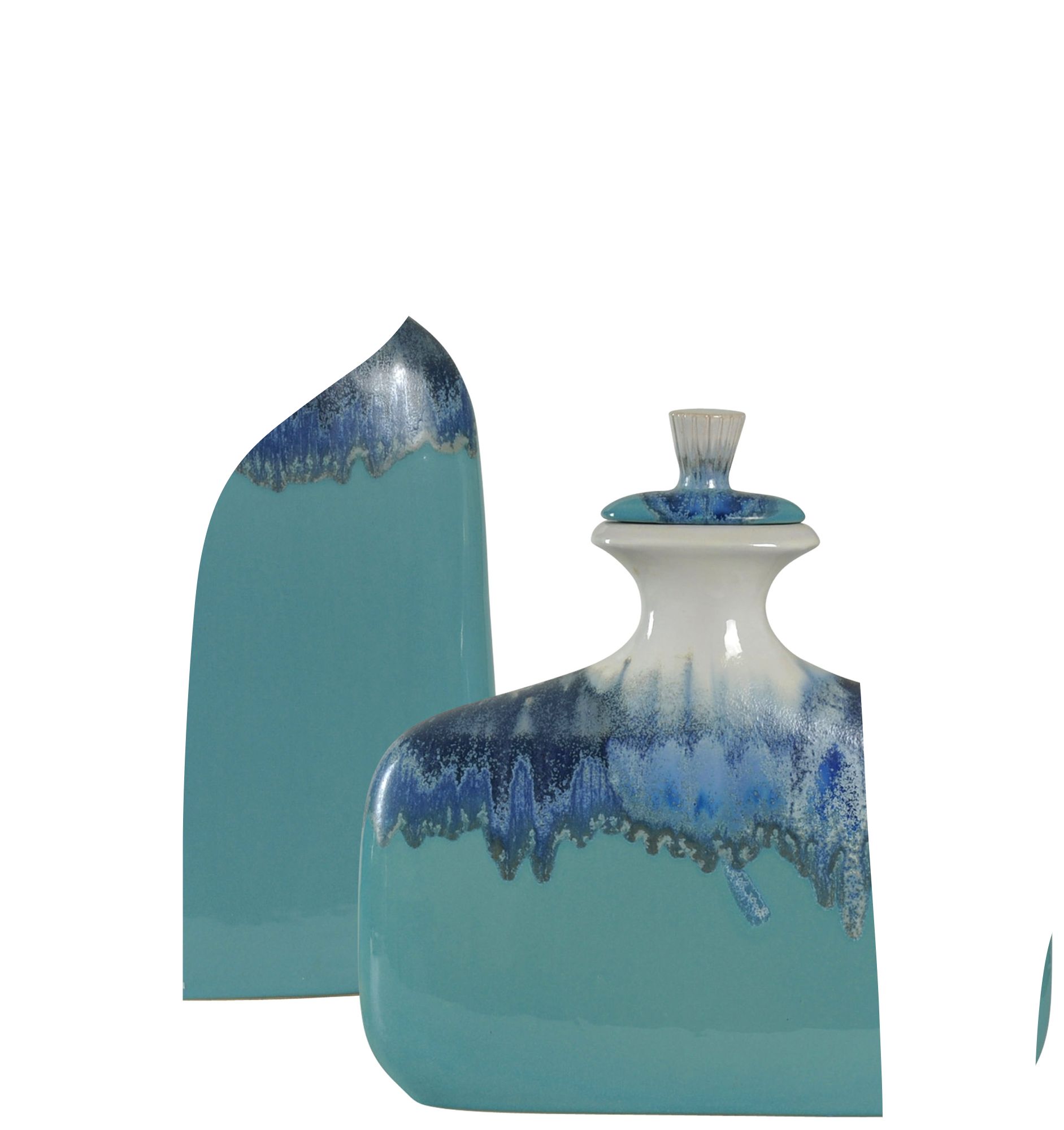 Ceramic Jars with Lids Blue Ombre Set of 2 976A3 Lamps Plus