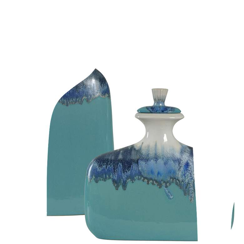 Image 1 Ceramic Jars with Lids - Blue Ombre - Set of 2