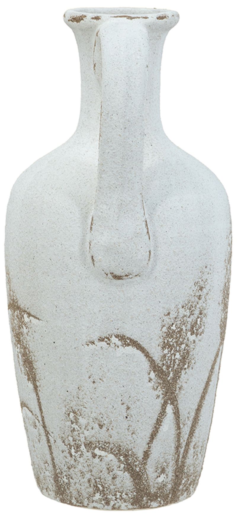 Image 4 Ceramic Pitcher Vase w/ Aged White Finish & Brown Grass Patterns more views