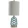Ceramic Table Lamp - Blue Finish - White Hardback Fabric Shade