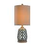 3_Ceramic Table Lamp - Blue Finish - White Hardback Fabric Shade more views