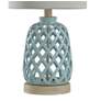 5_Ceramic Table Lamp - Blue Finish - White Hardback Fabric Shade more views