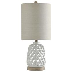 Ceramic Table Lamp - White Finish - White Hardback Fabric Shade
