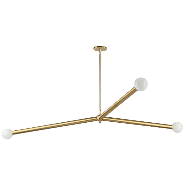 Image 1 Cerberus 62" Wide Aged Brass 3-Light Chandelier