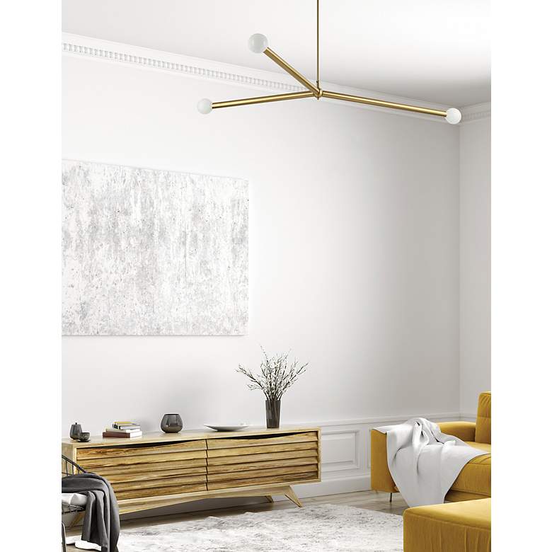 Image 2 Cerberus 62" Wide Aged Brass 3-Light Chandelier more views