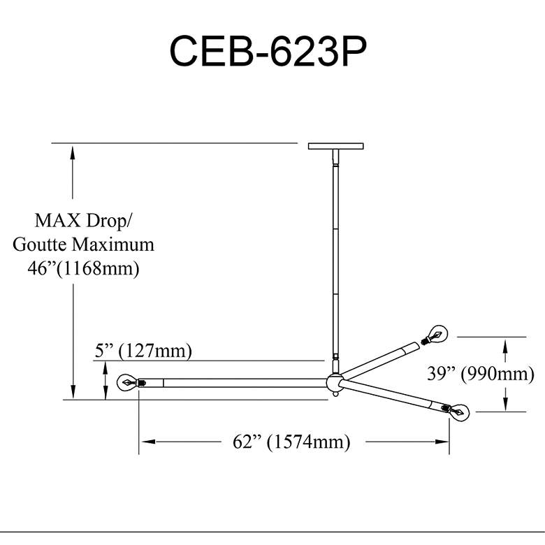 Image 2 Cerberus 62" Wide Matte Black 3-Light Chandelier more views