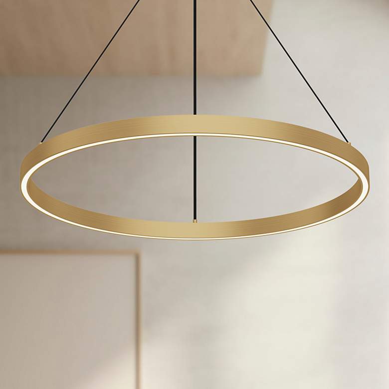 Image 1 Cerchio 23 3/4" Wide Brushed Gold Ring LED Pendant Light