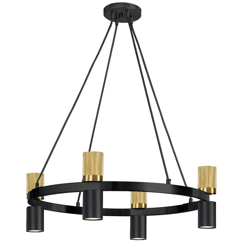 Image 1 Cerelia 24" Wide 8 Light Matte Black And Aged Brass Chandelier