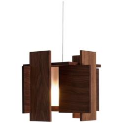 Cerno Abeo 15&quot; Wide Dark Stained Walnut Modern LED Pendant Light