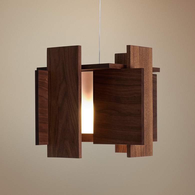 Image 1 Cerno Abeo 15" Wide Dark Stained Walnut Modern LED Pendant Light