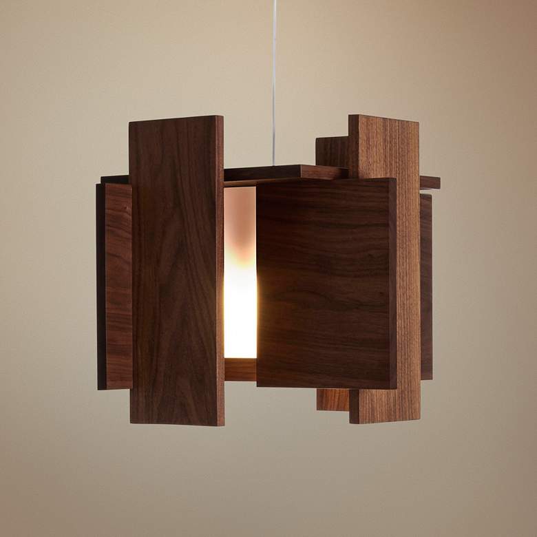 Image 1 Cerno Abeo 15" Wide Oiled Walnut LED Pendant Light