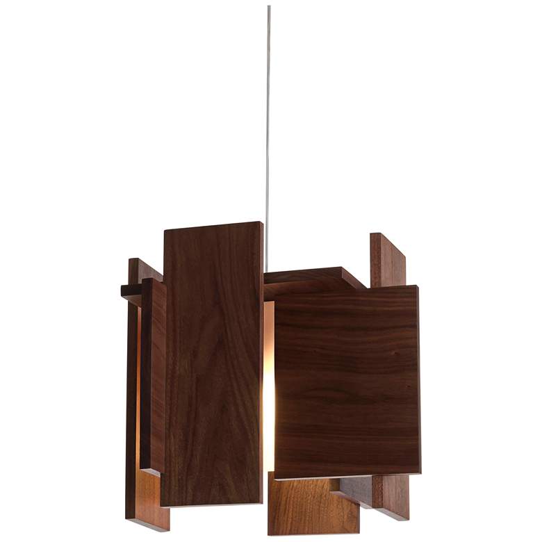 Image 3 Cerno Abeo 15" Wide Oiled Walnut LED Pendant Light more views