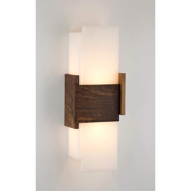 Image 1 Cerno Acuo 16 1/2 inch High Natural Walnut LED Wall Sconce