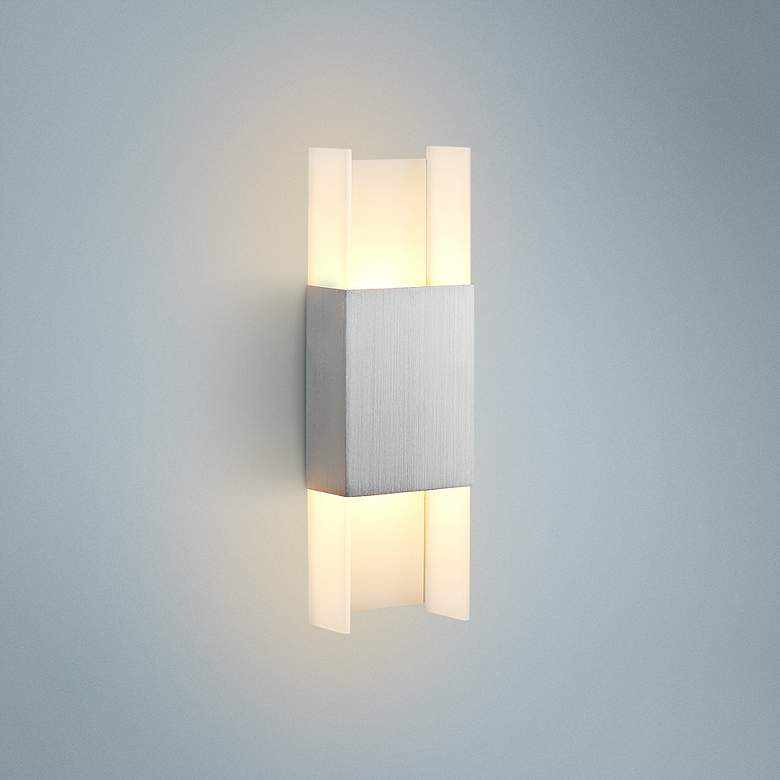 Image 1 Cerno Ansa 15 1/2 inch High Brushed Aluminum LED Wall Sconce