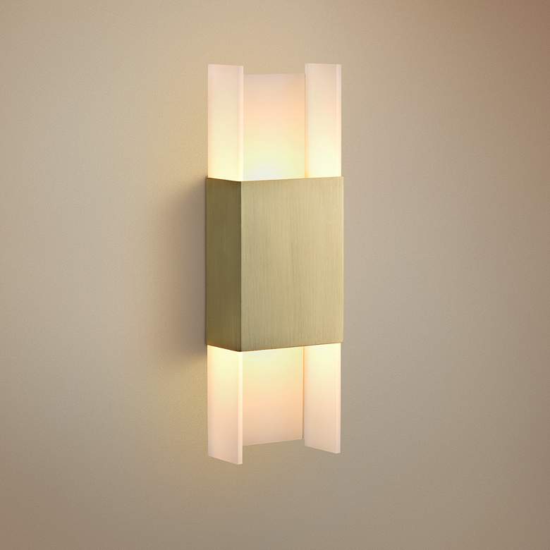 Image 1 Cerno Ansa 15 1/2" High Brushed Brass LED Wall Sconce