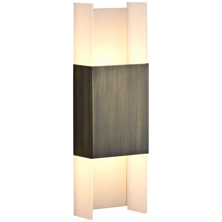 Image 1 Cerno Ansa 15 1/2" High Distressed Brass LED Wall Sconce