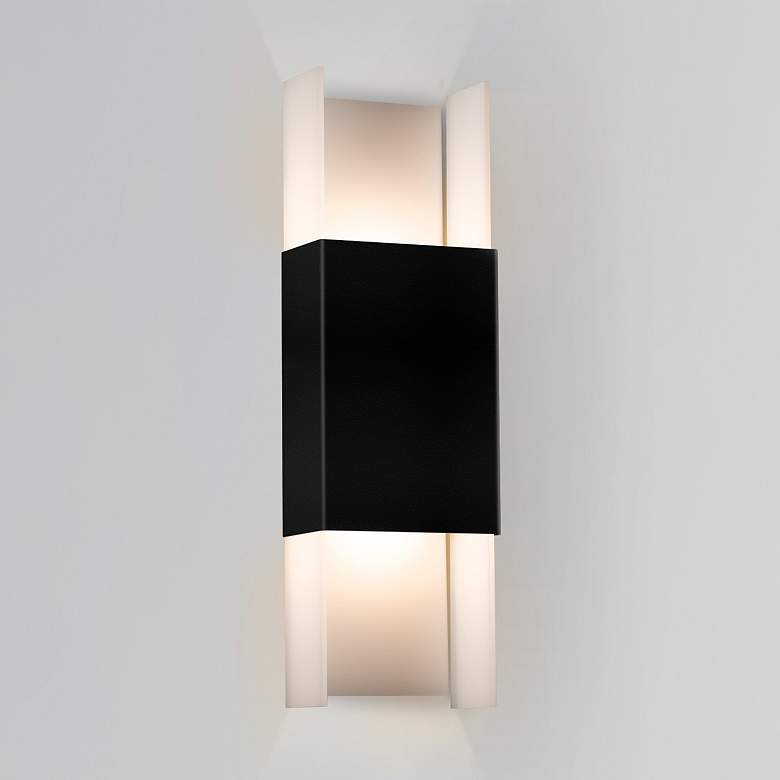 Image 1 Cerno Ansa 19 1/4 inchH Textured Black LED Outdoor Wall Sconce