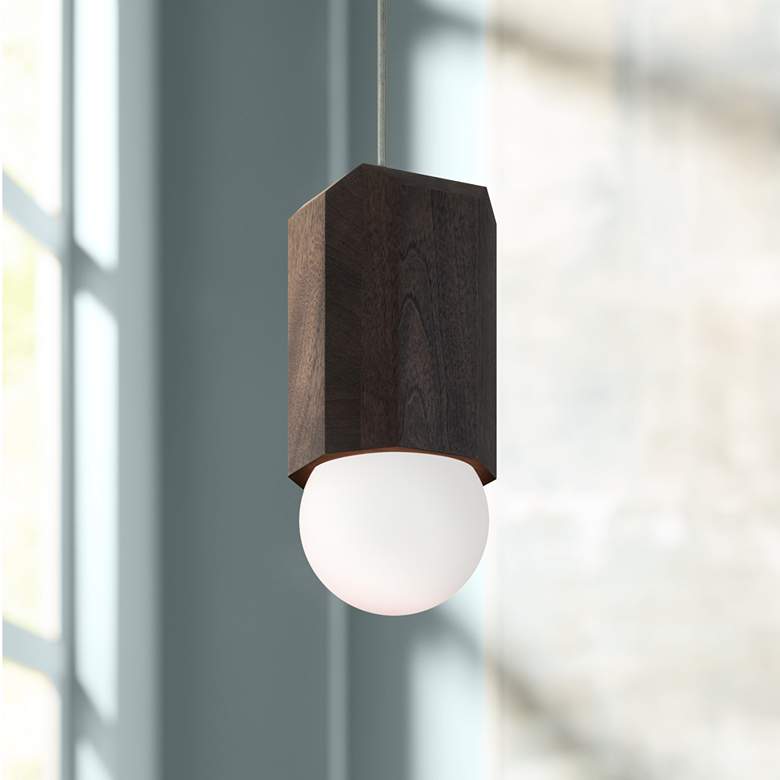 Image 1 Cerno Bimar 5 1/2" Wide Dark Stained Walnut LED Mini Pendant