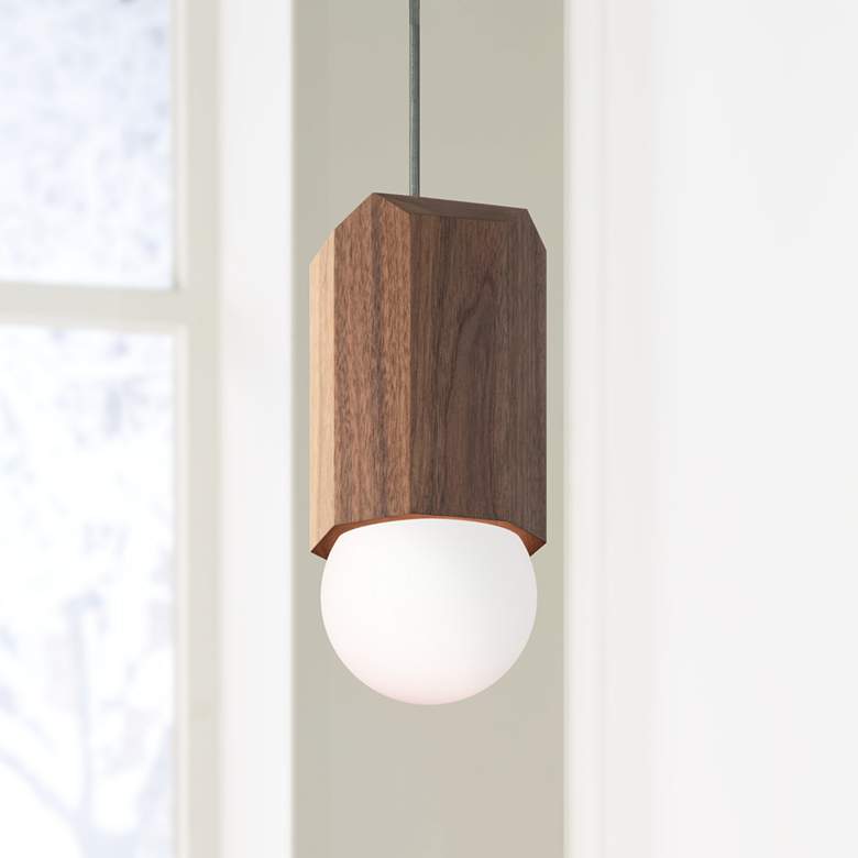 Image 1 Cerno Bimar 5 1/2 inch Wide Walnut LED Mini Pendant Light