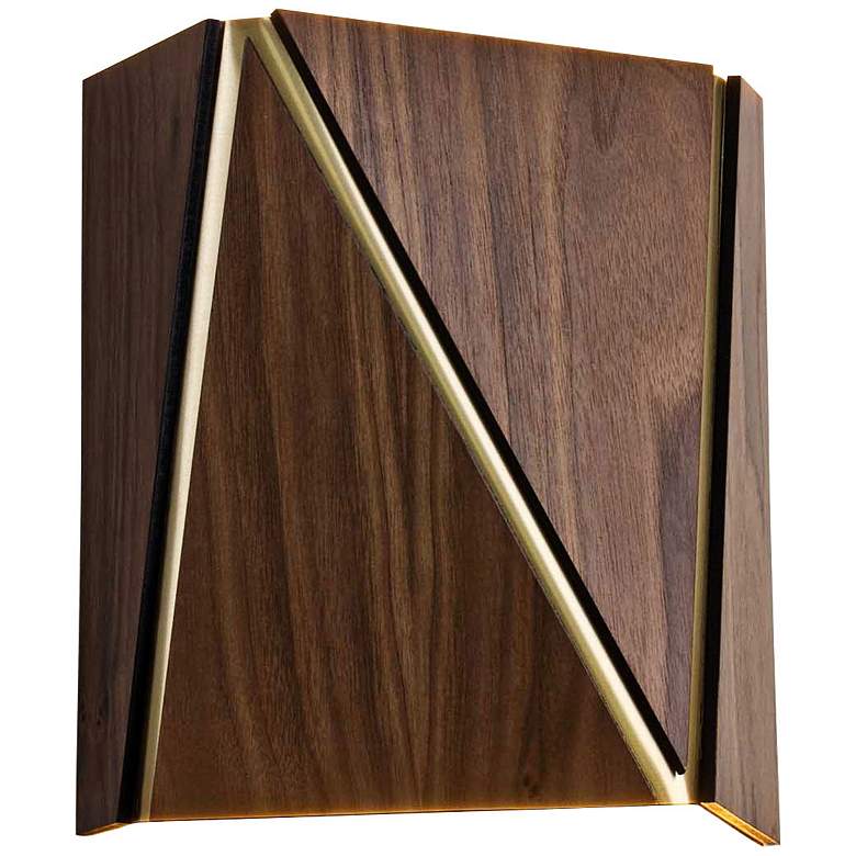 Image 2 Cerno Calx 9" High Dark Stained Walnut LED Wall Sconce