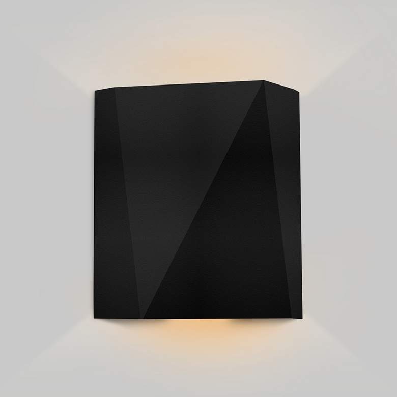 Image 1 Cerno Calx 9 inch High Textured Black LED Outdoor Wall Sconce