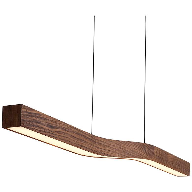 Image 2 Cerno Camur 56 inch Wide Oiled Walnut LED Linear Kitchen Island Pendant