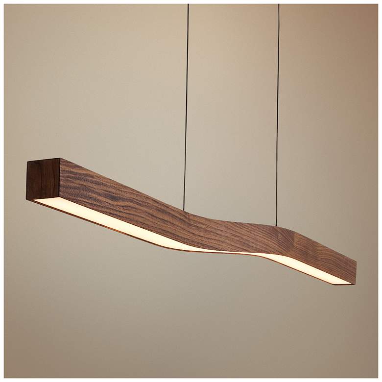 Image 1 Cerno Camur 56" Wide Oiled Walnut LED Linear Kitchen Island Pendant