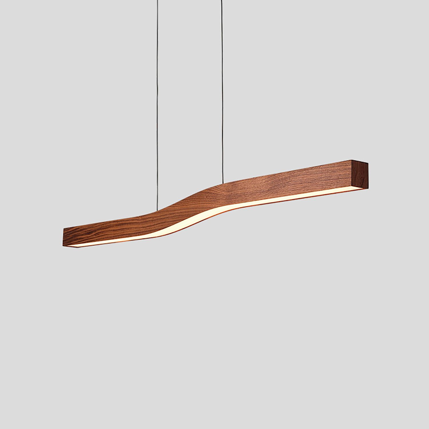 Cerno Camur 56" Wide Oiled Walnut LED Linear Kitchen Island Pendant