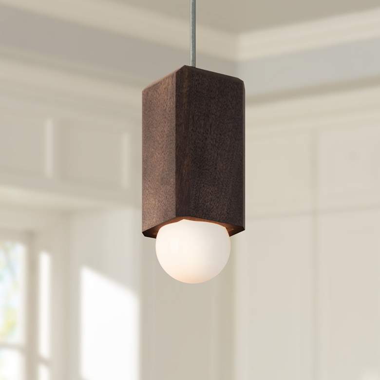 Image 1 Cerno Cano 3 1/2" Wide Dark Stained Walnut LED Mini Pendant