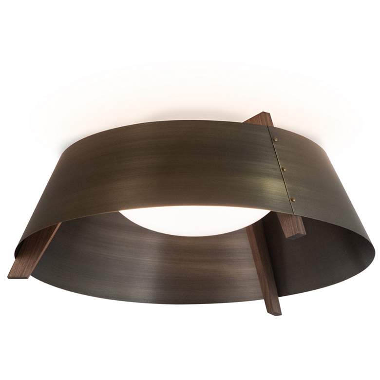 Image 1 Cerno Casia 14 1/4 inch Wide Walnut Wood LED Ceiling Light