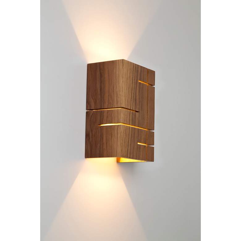 Image 1 Cerno Claudo 8 1/2 inch High Natural Walnut LED Wall Sconce