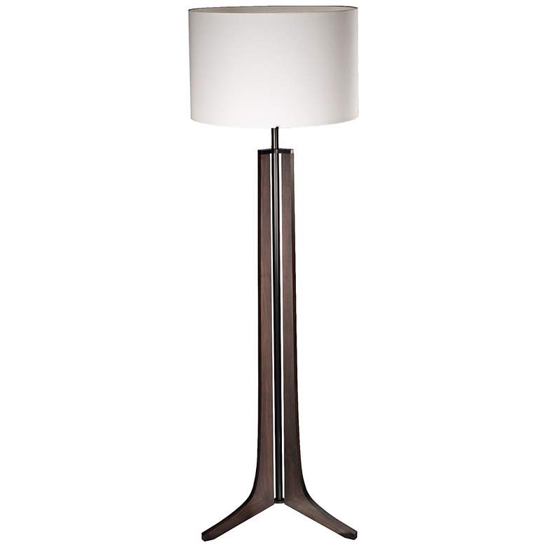 Image 1 Cerno Forma 72" Black Walnut LED Floor Lamp with Linen Shade