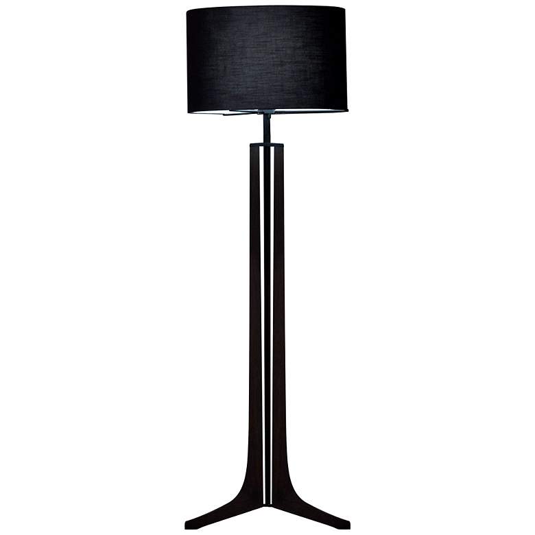 Image 1 Cerno Forma 72 inch Black Walnut Modern LED Floor Lamp with Black Shade