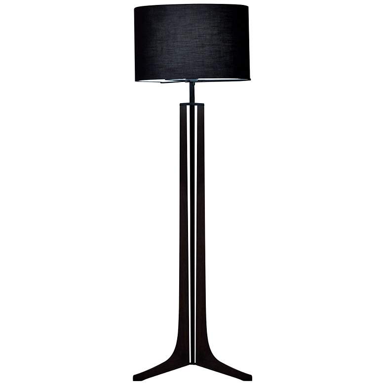 Image 1 Cerno Forma 72" Black Walnut Modern LED Floor Lamp with Black Shade