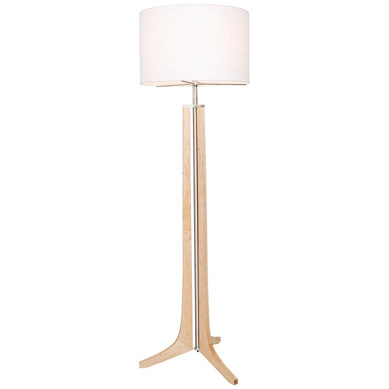 Image 1 Cerno Forma 72 inch Maple with White Shade LED Floor Lamp