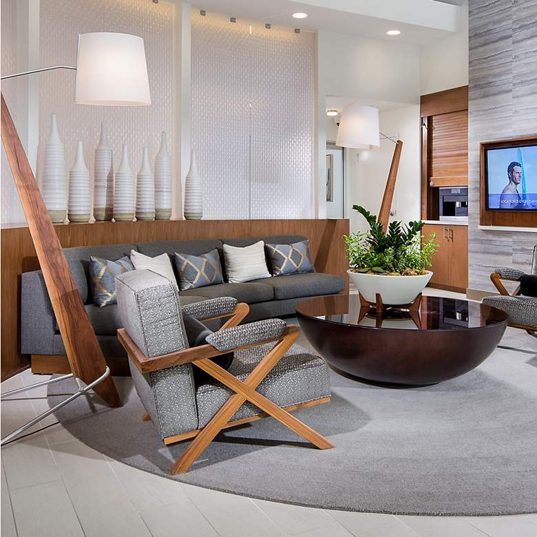 Image 3 Cerno Giant Silva 84" Modern Oiled Walnut and White LED Floor Lamp more views