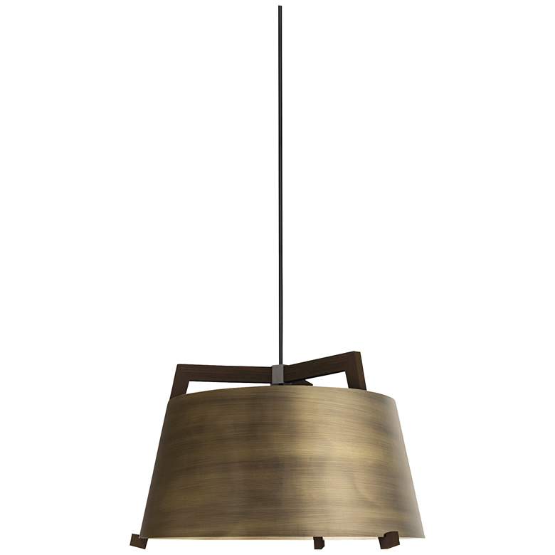 Image 2 Cerno Ignis 17" Wide Dark Stained Walnut LED Pendant Light
