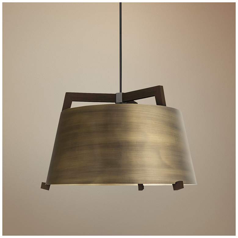 Image 1 Cerno Ignis 17 inch Wide Dark Stained Walnut LED Pendant Light