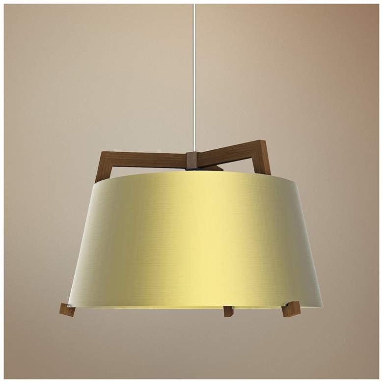 Image 1 Cerno Ignis 17 inch Wide Walnut LED Pendant Light