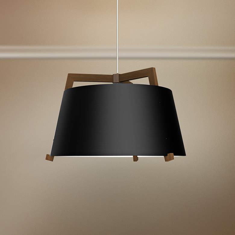 Image 1 Cerno Ignis 24"W Walnut with Matte Black LED Pendant Light