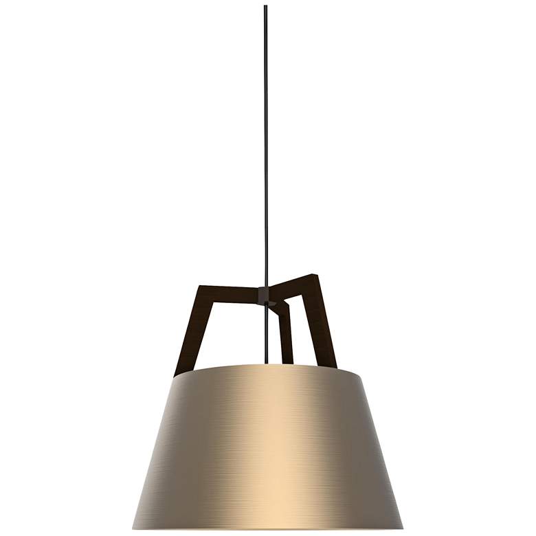 Image 2 Cerno Imber 17" Wide Dark Stained Walnut LED Pendant Light