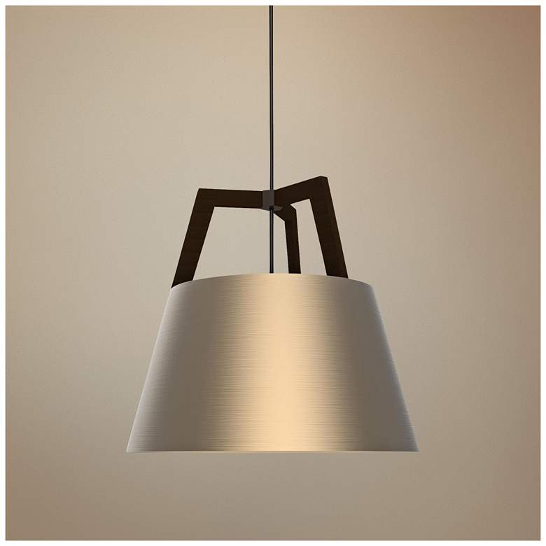 Image 1 Cerno Imber 17 inch Wide Dark Stained Walnut LED Pendant Light