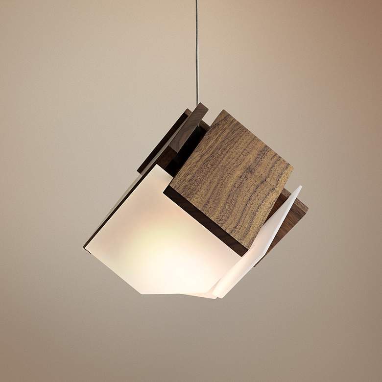 Image 1 Cerno Mica 9" Wide Oiled Walnut LED Mini Pendant