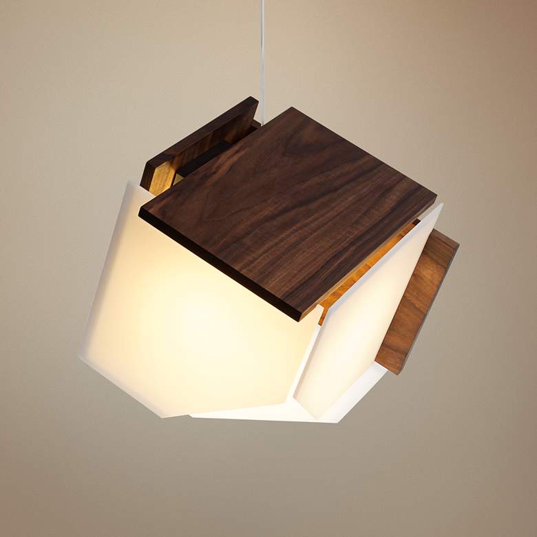 Image 1 Cerno Mica L 16" Wide Oiled Walnut LED Pendant Light