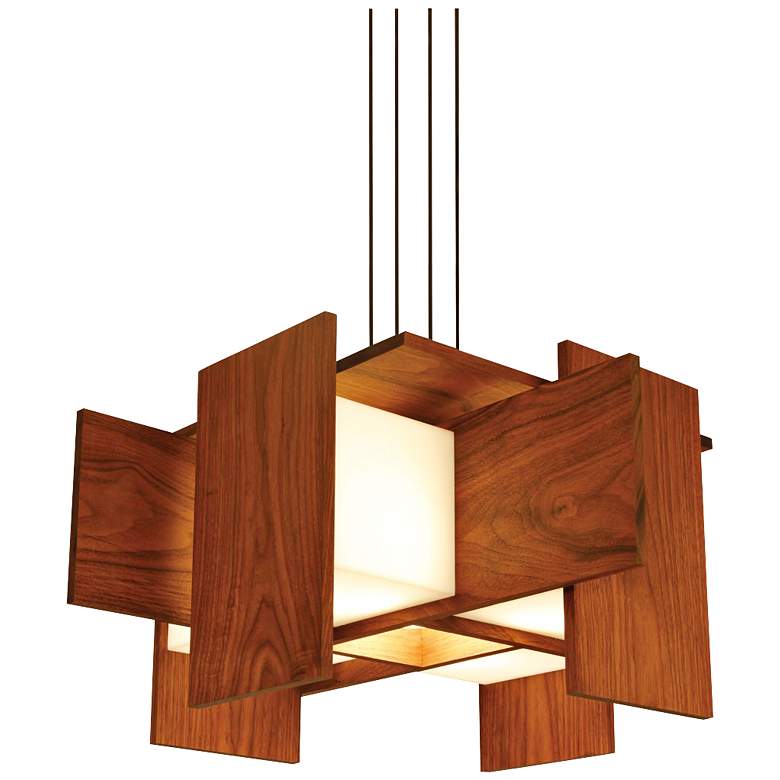 Image 2 Cerno Muto 32" Wide Oiled Walnut LED Pendant Light