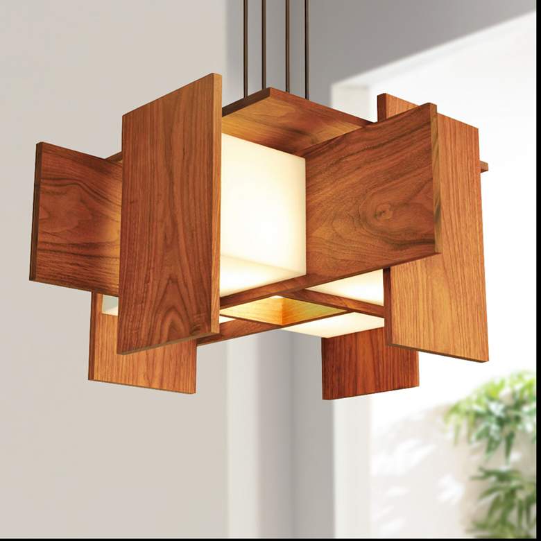 Image 1 Cerno Muto 32 inch Wide Oiled Walnut LED Pendant Light